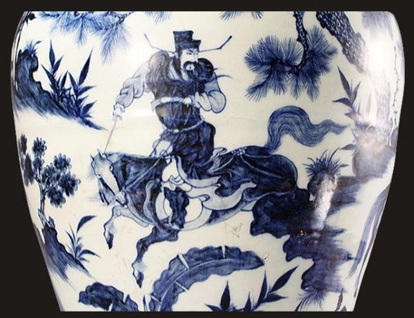 青花萧何月下追韩信图梅瓶 - 手工制作青花瓷花瓶